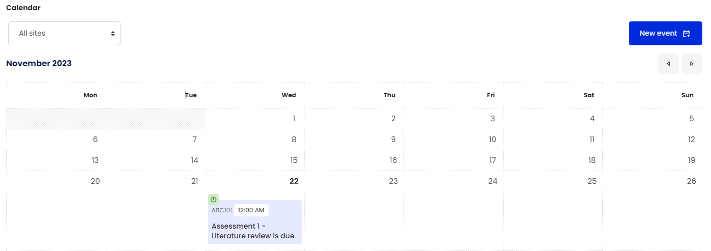 Calendar - Dashboard